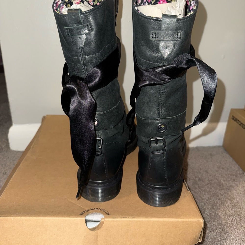Dr. Martens Black High-Top Combat Boots with Satin Laces - Picture 3 of 5